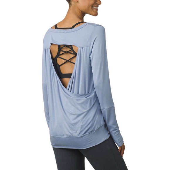 prAna Women's Synergy Top (Light Blue/Lavender Color) Size Medium - Picture 2 of 8